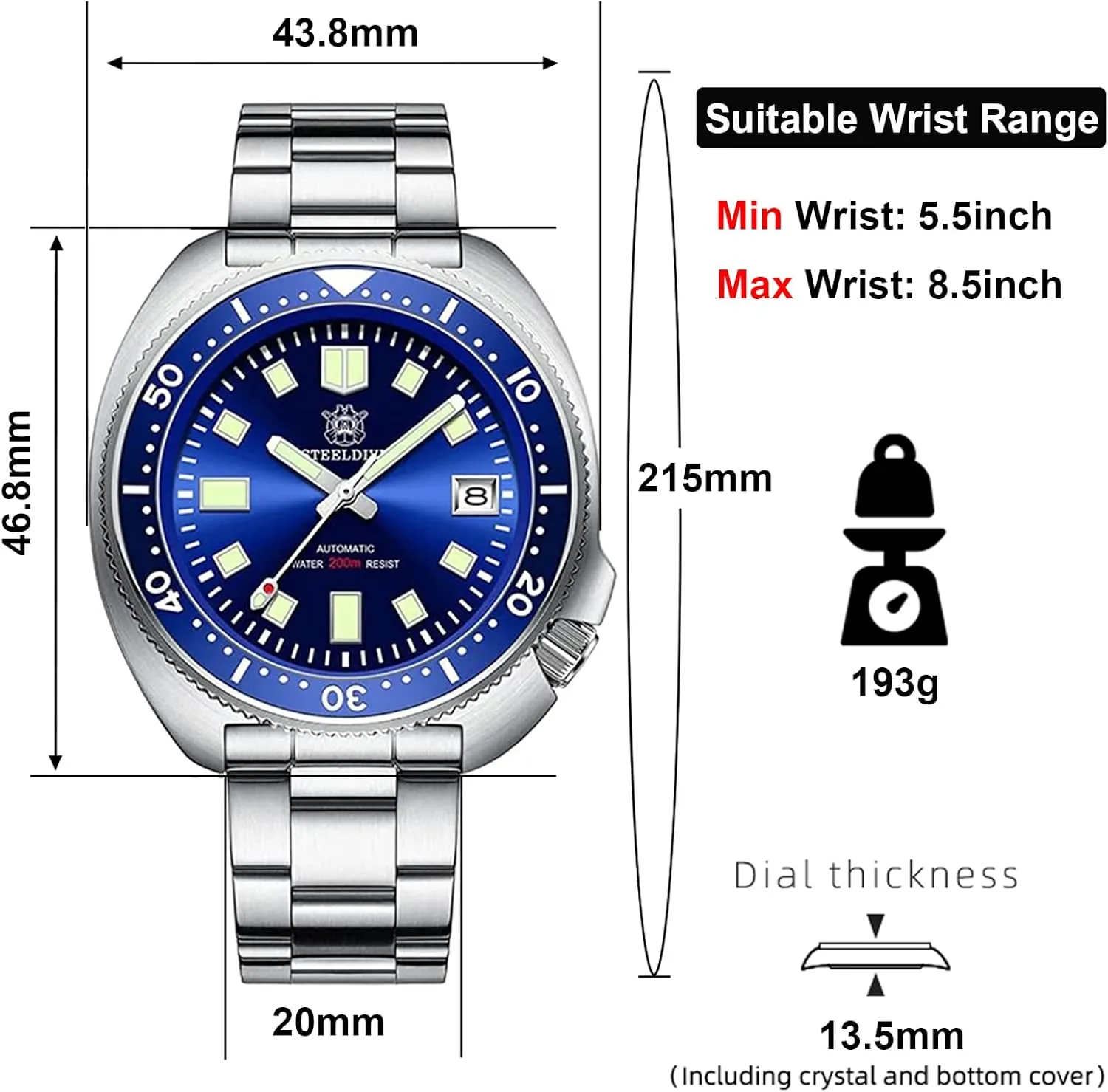 Movement 200M Diving Watches Steeldive Men Watch Automatic challenger 1970 SD1970 Wristwatch NH35 