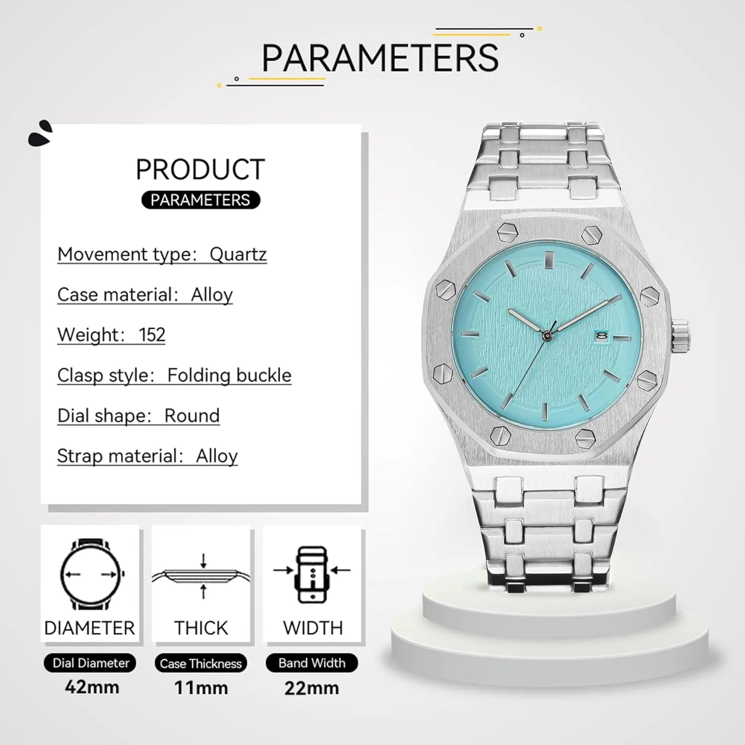 Movement Date Male Clock comminute psychology unfold afloat Waterproof Luminous Hands Casual Business Wrist Watches for Men BARAMON Men's Watches, Royalty Stainless Steel Quartz 