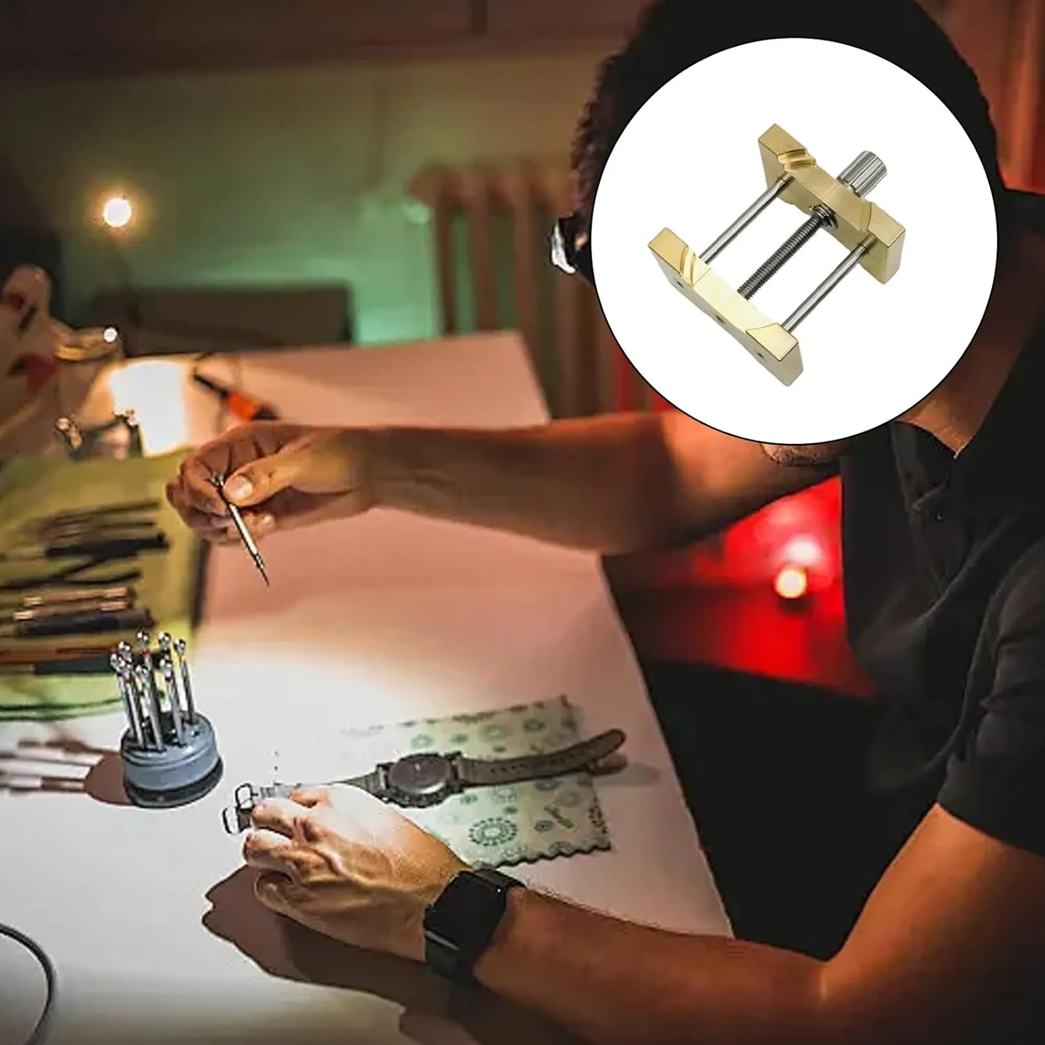 Movement Holder Multifunction Fixed Base for Watchmaker Business Use Watches sample trend grassy attainment Repair Accessory Tool Brass Watch 