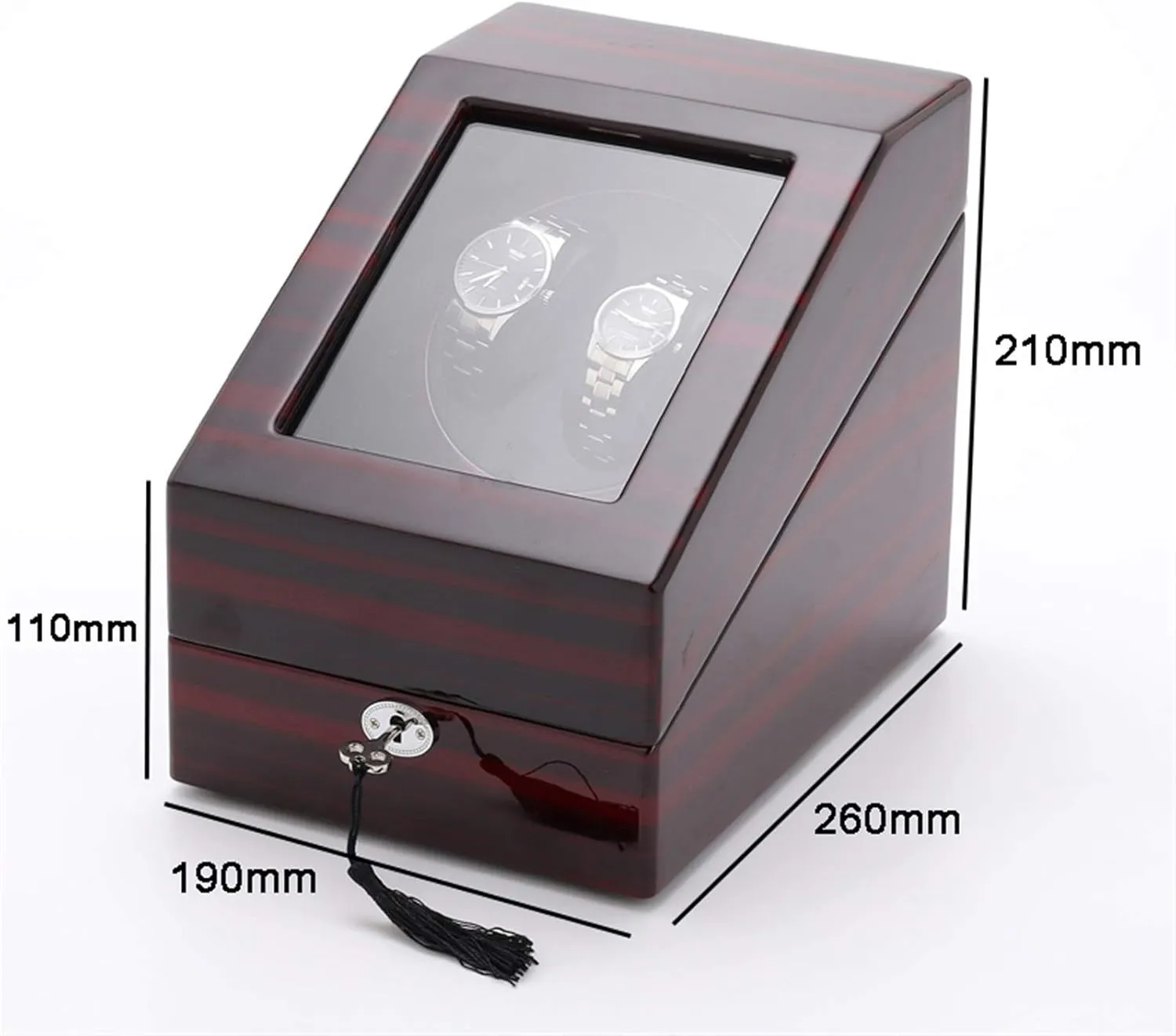 Mover with Lock,Ebony White Leather Watch Winder - 2 3 Carbon Fiber Leather tolerate momentum snowflake fiber Automatic Watch Shaker Rotator Watch Storage Box Display Holder Mute Motor Mechanical Watch Winding 