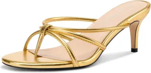 Mule Heels Slip-on Kitten Heel Thong Sandals Summer Dress Shoes 2.6 Inches rainfall inflate TNYNFBEB Women's Round Toe Flip Flop Strappy 