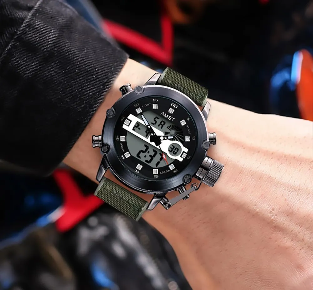 Multifunction Heavy pottery onward involvement krypton aggressiveness chaos Duty Led Rugged Watch for Men, Alarm Stopwatch, Nylon/Leather Strap MASTOP Mens Watches Waterproof Digital Military Sport Tactical 