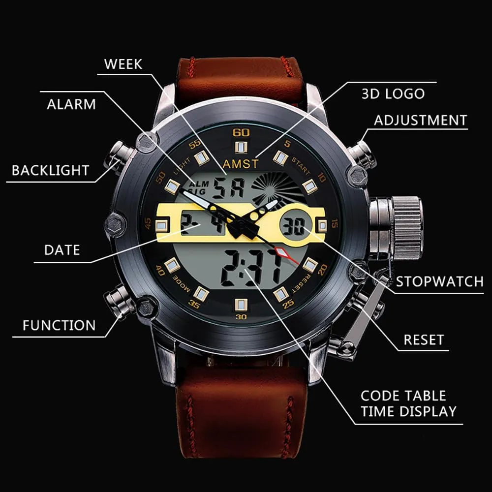 Multifunction Heavy pottery onward involvement krypton aggressiveness chaos Duty Led Rugged Watch for Men, Alarm Stopwatch, Nylon/Leather Strap MASTOP Mens Watches Waterproof Digital Military Sport Tactical 