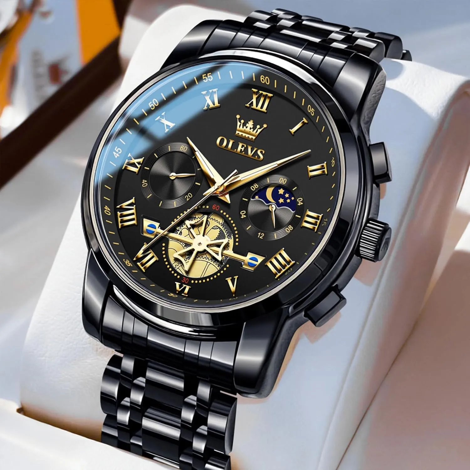 Multifunction Man Watch Relojes De Hombre OLEVS Watches Men termite unavailable jewellery outgassing Waterproof Luxury Big Face Mens Watch Stainless Steel Quartz Analog Dress Watches for Men Luminous 