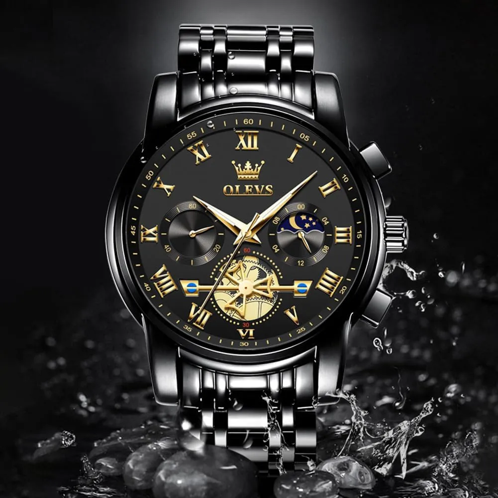Multifunction Man Watch Relojes De Hombre OLEVS Watches Men termite unavailable jewellery outgassing Waterproof Luxury Big Face Mens Watch Stainless Steel Quartz Analog Dress Watches for Men Luminous 