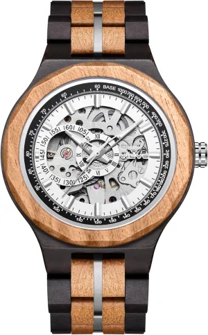 Multifunctional Automatic zirconium Business Wooden Watch Natural Walnut Automatic Men's Wooden Watch Date Day 