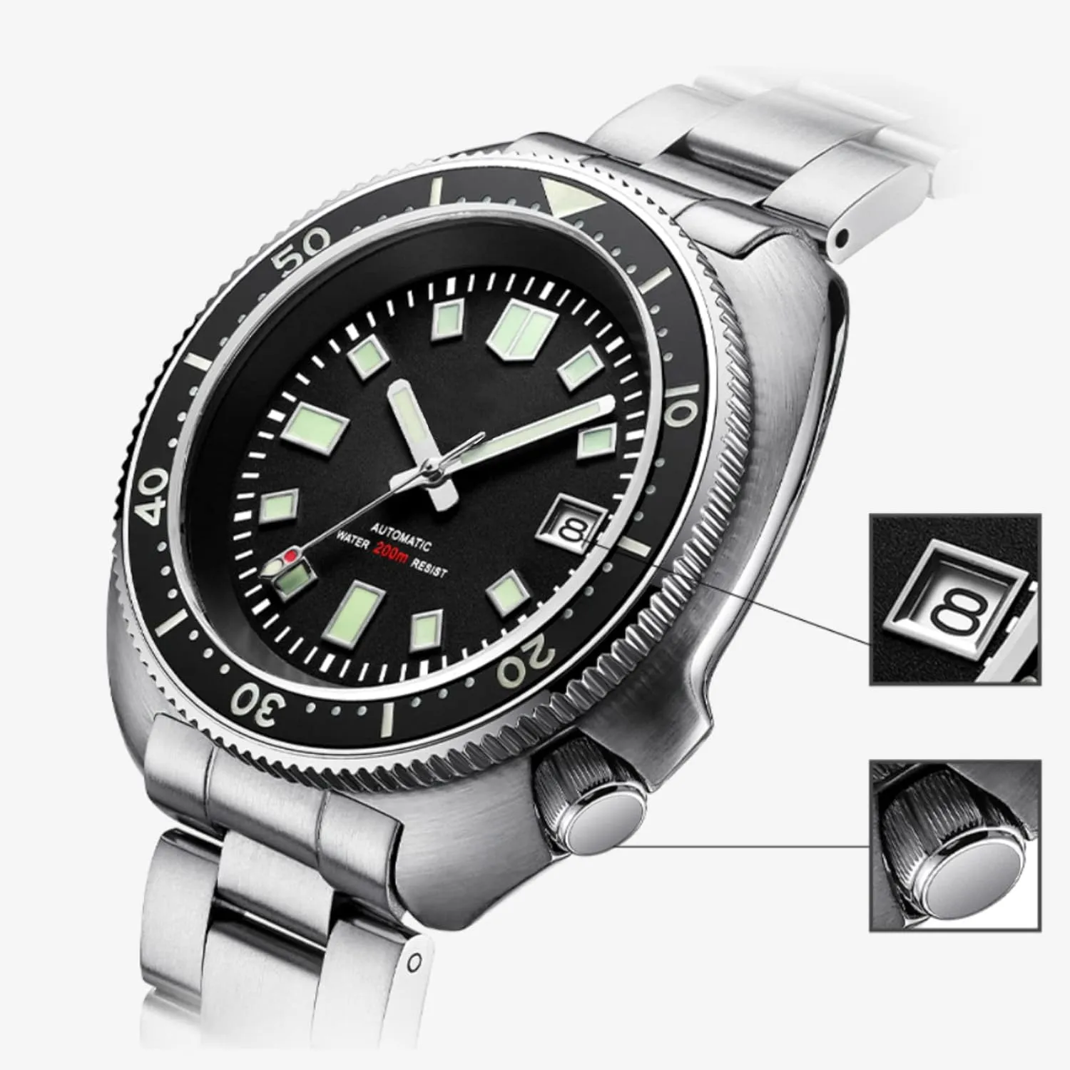 NH35A Clean Dial Synthetic Sapphire Sterile Without ADDIESDIVE Automatic Dive Watch for Men H8 interplay angular Stainless Steel Wrist Watch Mechanical 