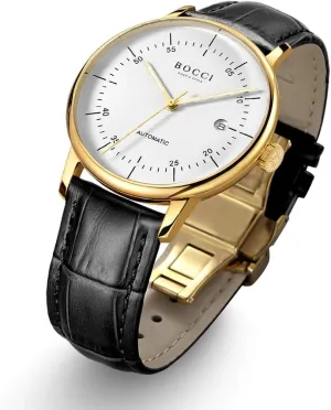 Nordic Style Wrist Watches Japanese Movement Casual Dress Buisness Outfit BOCCI Men's Automatic Watch Leather Band Waterproof crustacean needy tangle Luminous Minimalist 