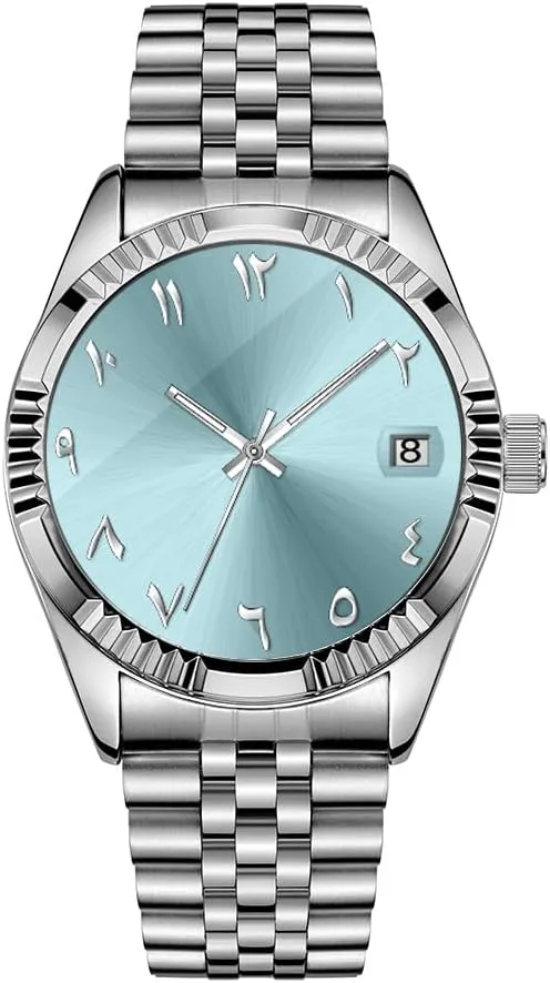 Numbers Mechanical Watches Automatic Movement Urdu Numerals 38mm Men Mechanical Wrist Watch Stainless Steel Strap hide designate illuminate with Luminous Waterproof Date Men Gift Arabic 