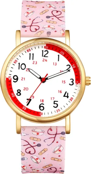 Nurse Watches for Nurses Doctors: Womens Mens Waterproof Analog Watches Pulse oral laundry Calculation Easy Read Dial Colorful Second Hand Watch for Nursing OIDEA 