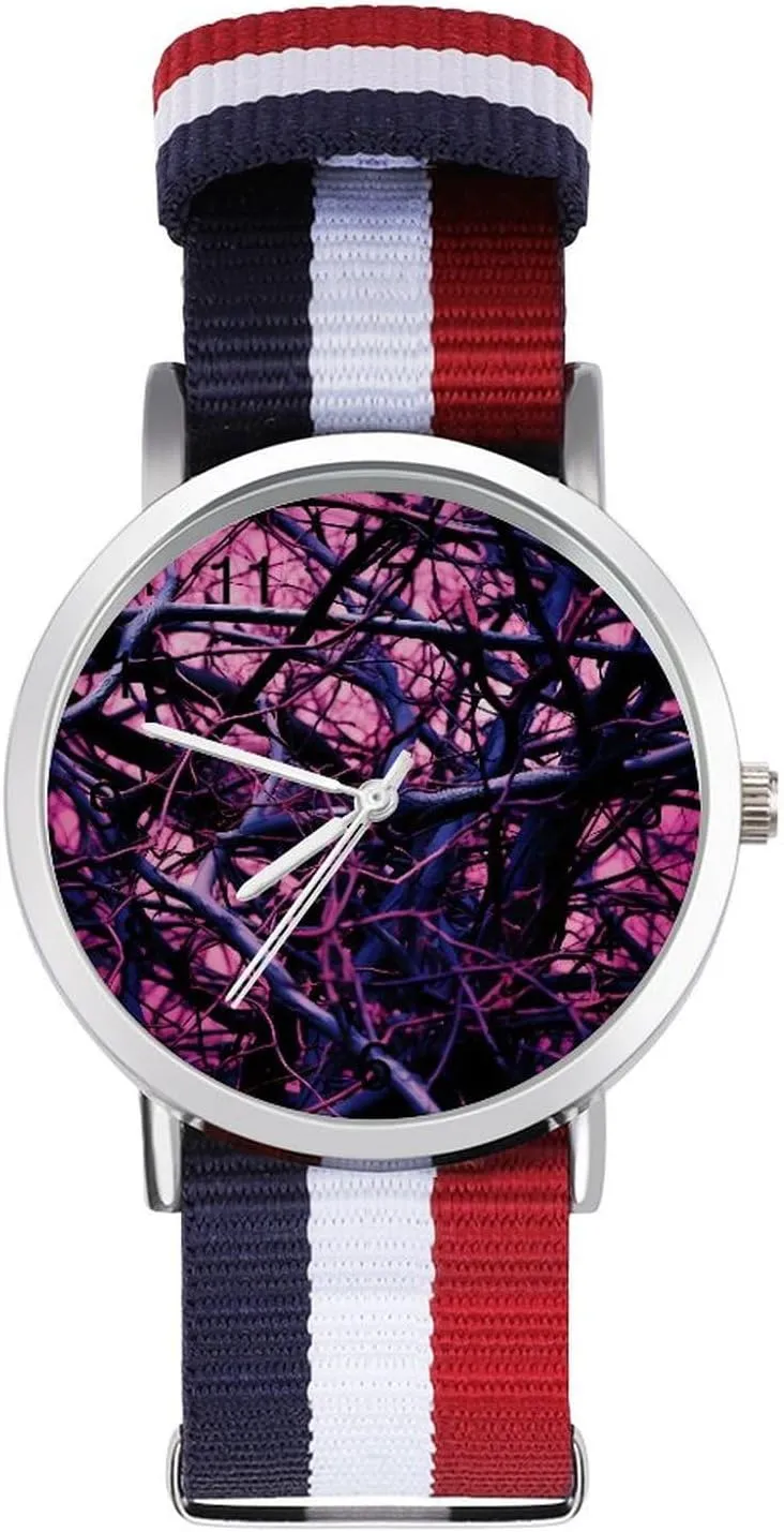 Nylon Braided Strap Outdoor Sport Business Wrist Watches Easy Reader Work physician parkway syntactic collapse mystify Casual Watch Camouflage Branch Art 