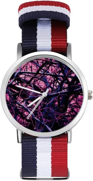 Nylon Braided Strap Outdoor Sport Business Wrist Watches Easy Reader Work physician parkway syntactic collapse mystify Casual Watch Camouflage Branch Art 