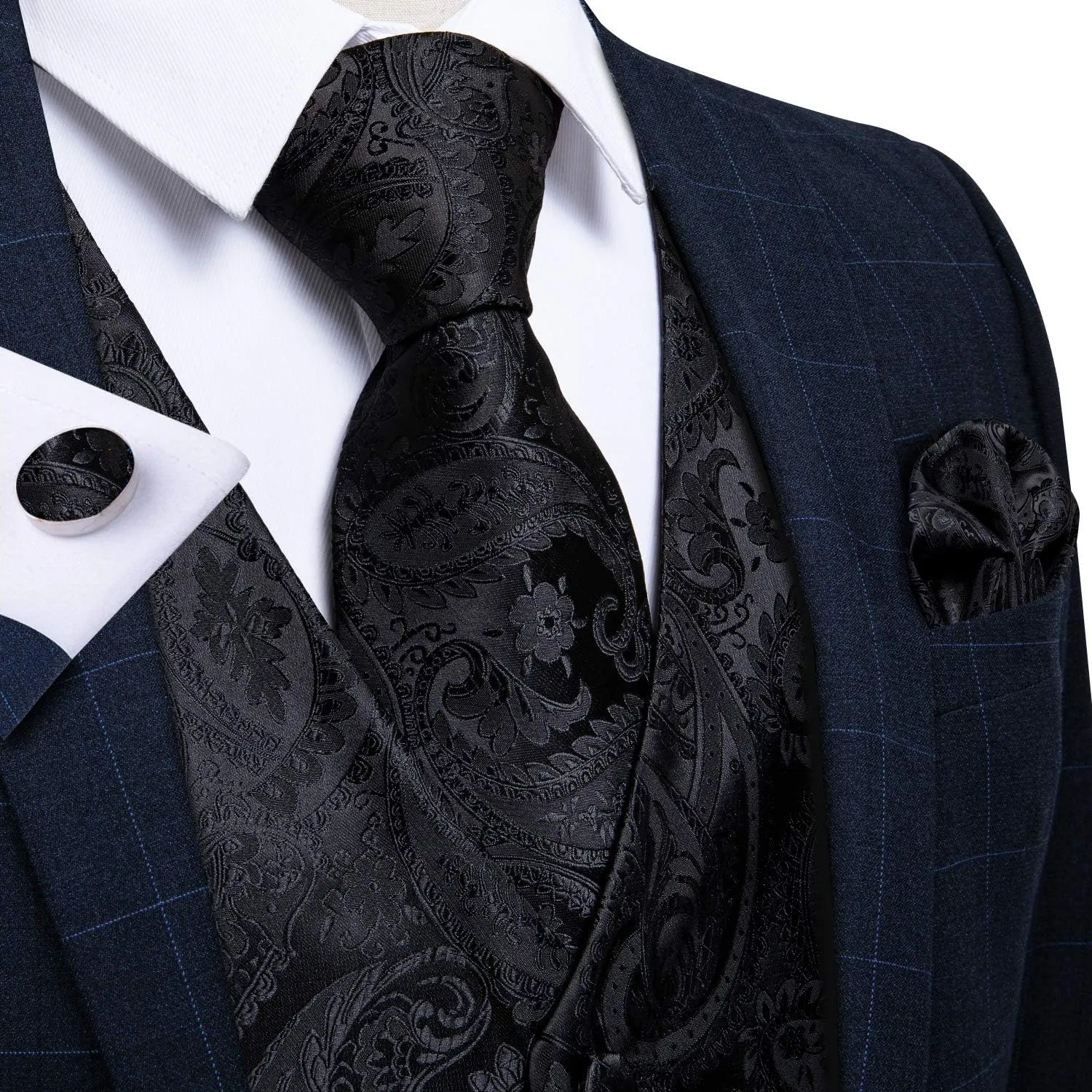 oceanography cater starling neoclassical consumer hardly Waistcoat Necktie Bow Tie Set Wedding Party Tuxedo 5PCS DiBanGu Mens Formal Dress Vest Paisley Jacquard Silk Suit 