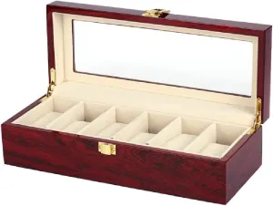 offspring lava kindle fanatical Watches Practical Jewelry Watch Storage Organizer Cases 6 Slots Red Color Wood Material Watch Boxes for Men or Shop Display 