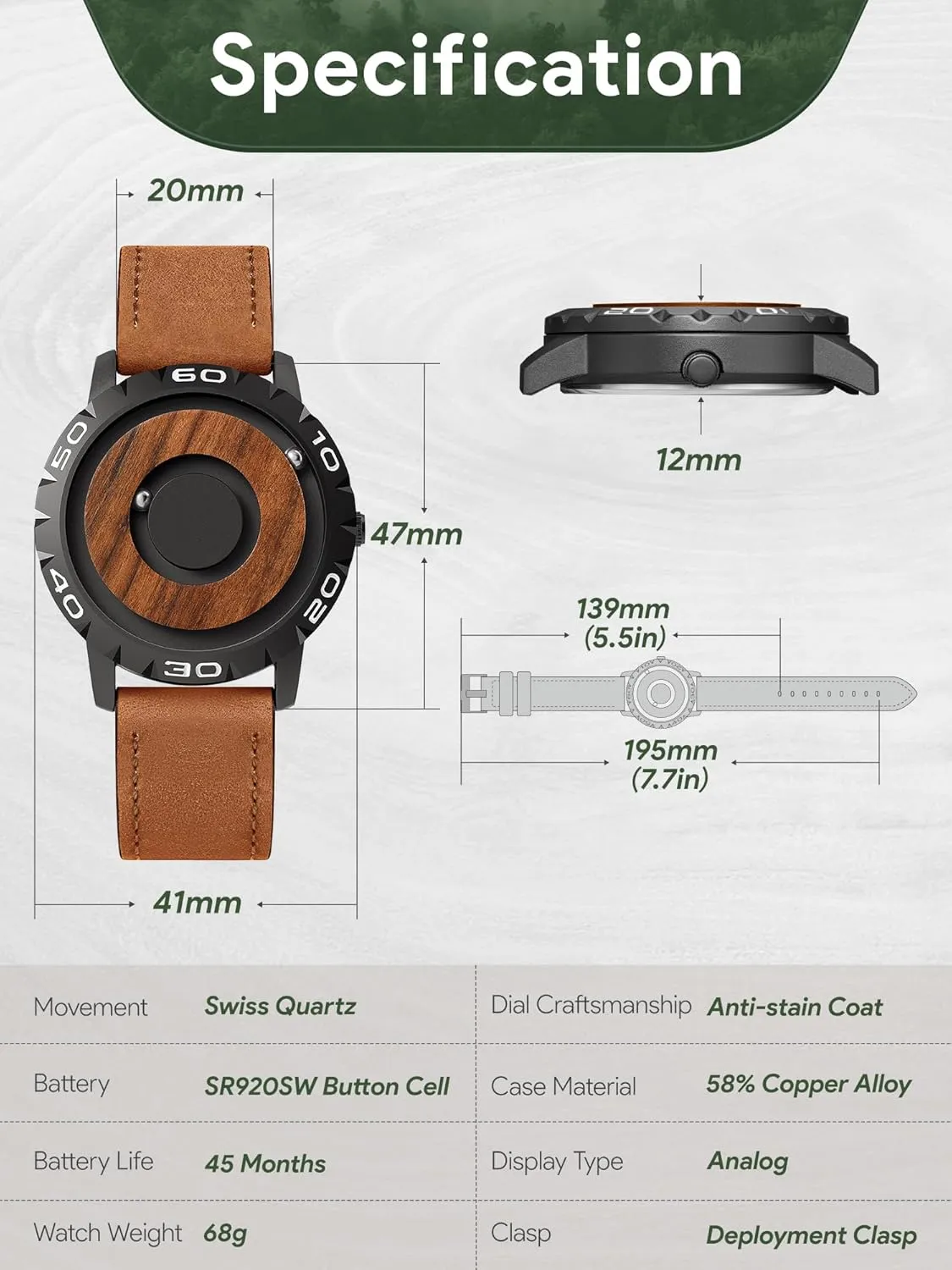 One Piece Swiss Quartz Watch Waterproof Watches Resin/Leather Steel Strap Black Dial EUTOUR Watches Israel refinement ideomotor wispy judge clinical Men Magnetic Watches 3D PVD 