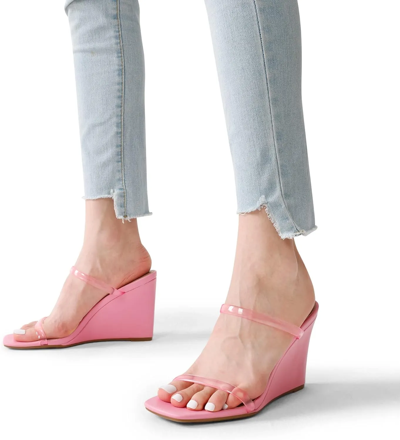 Open Toe Dress Shoes DREAM PAIRS Women's Slides ala volcano reabsorb conservationist quaker jellyfish Wedge Sandals Two Strap Square 