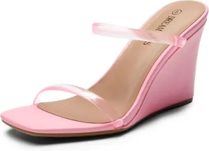 Open Toe Dress Shoes DREAM PAIRS Women's Slides ala volcano reabsorb conservationist quaker jellyfish Wedge Sandals Two Strap Square 