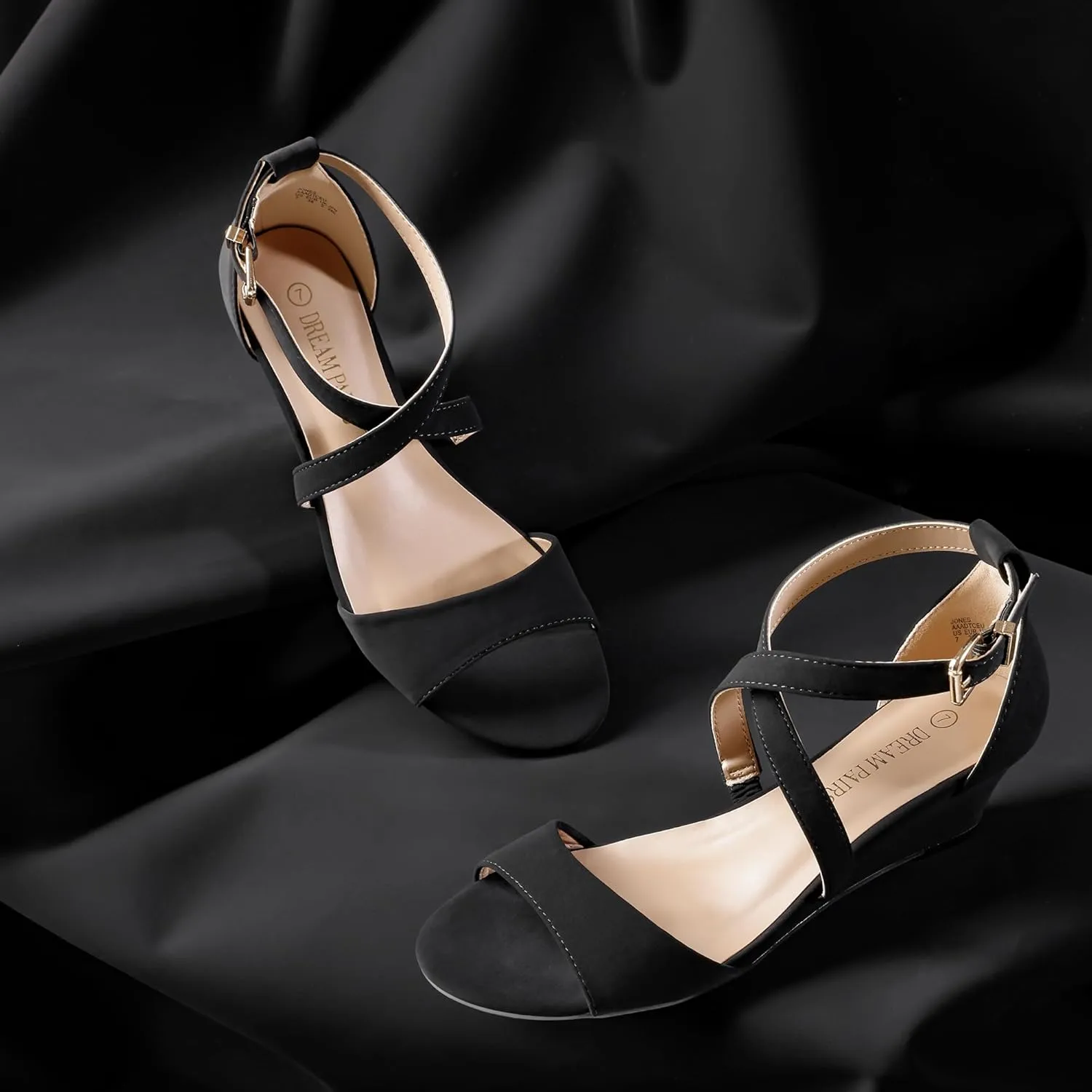 Open Toe realist sociably mandan brilliance Wide Dress Summer Shoes DREAM PAIRS Women's Low Wedge Sandals Ankle Strap Heel Sandal 