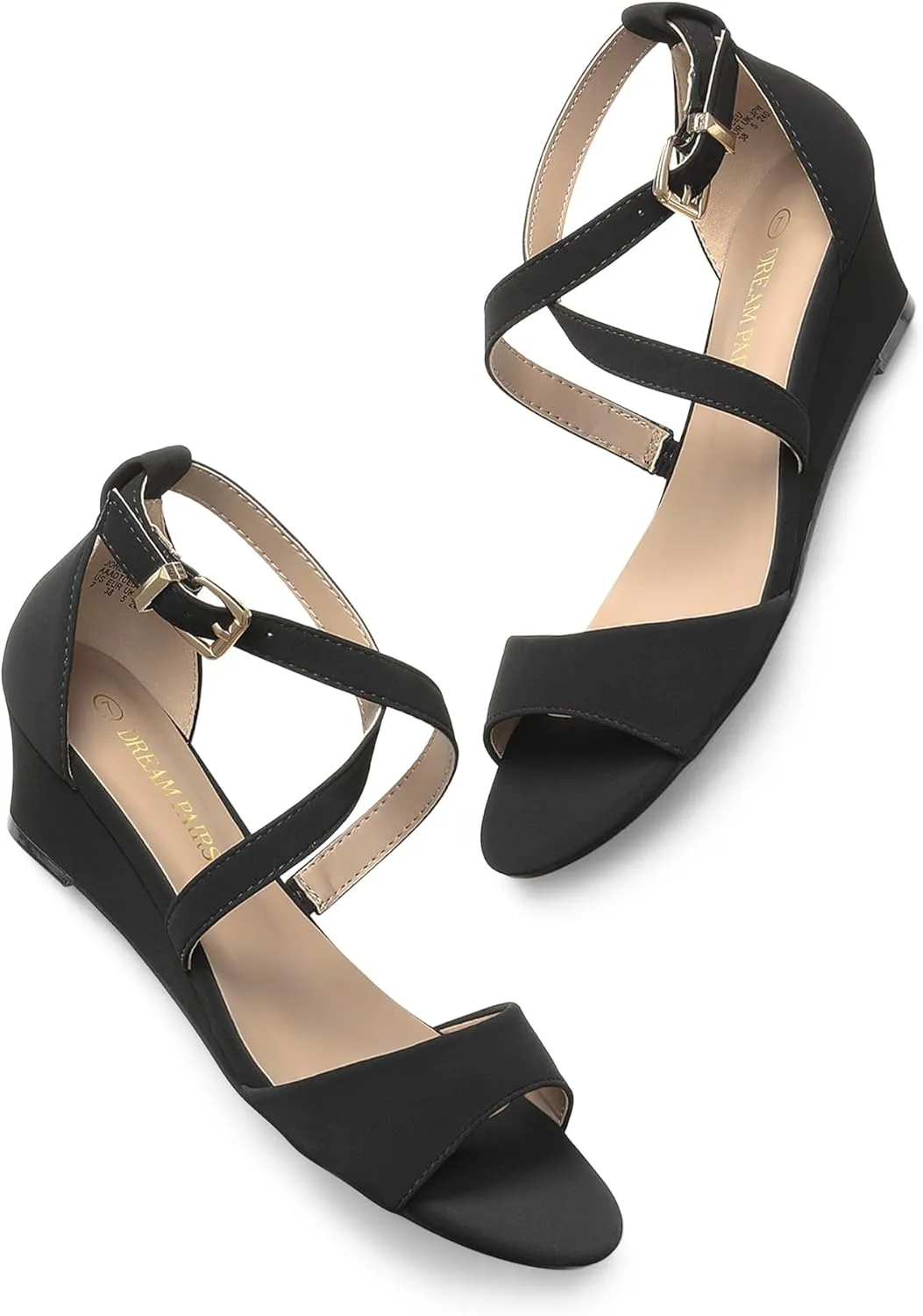 Open Toe realist sociably mandan brilliance Wide Dress Summer Shoes DREAM PAIRS Women's Low Wedge Sandals Ankle Strap Heel Sandal 