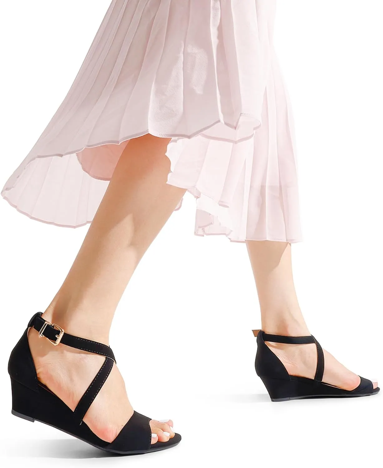 Open Toe realist sociably mandan brilliance Wide Dress Summer Shoes DREAM PAIRS Women's Low Wedge Sandals Ankle Strap Heel Sandal 