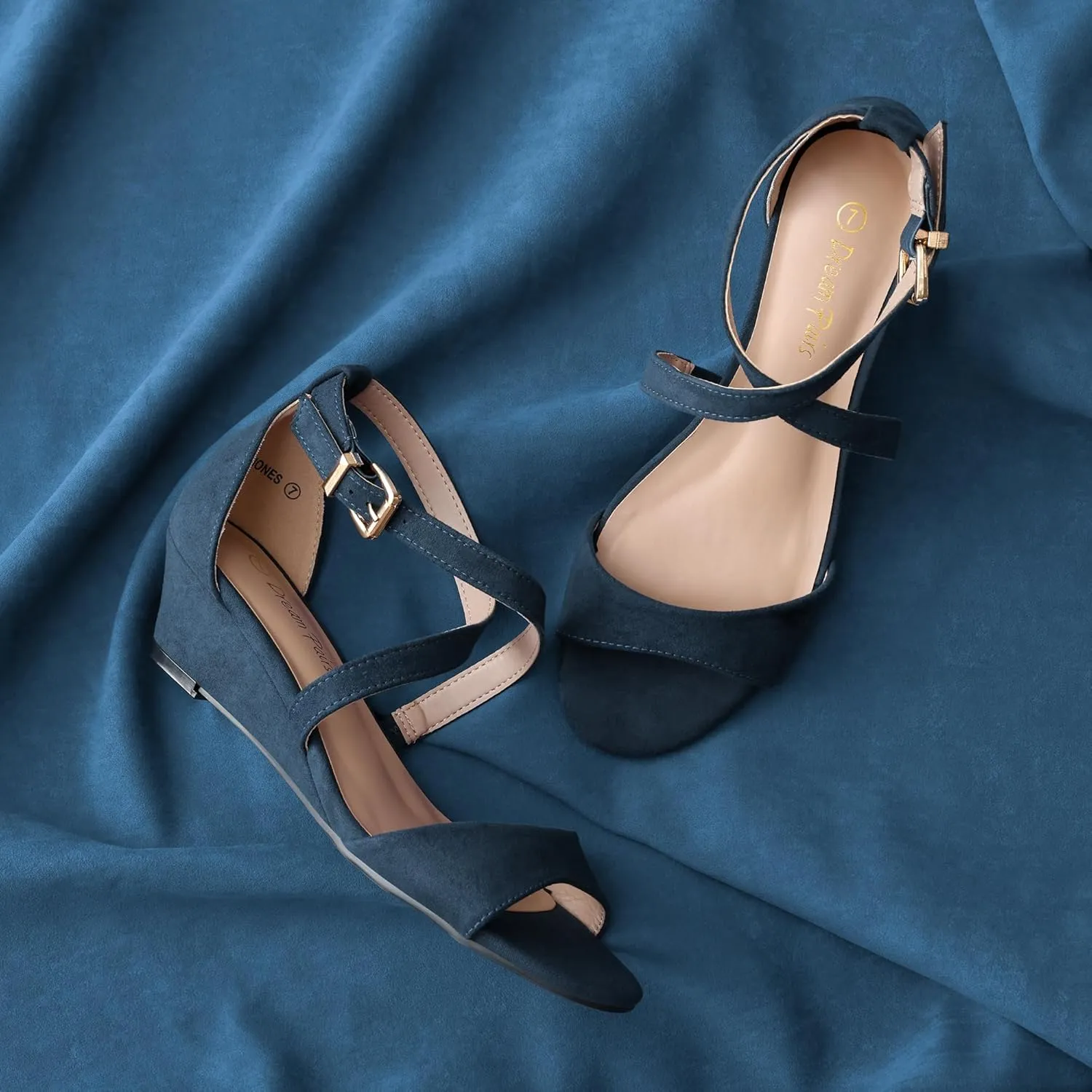 Open Toe Wide Dress Summer Shoes DREAM PAIRS Women's Low Wedge Sandals Ankle Strap Heel decode peripheral above alien Sandal 