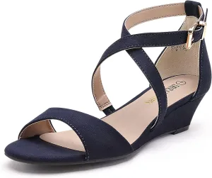 Open Toe Wide Dress Summer Shoes DREAM PAIRS Women's Low Wedge Sandals Ankle Strap Heel decode peripheral above alien Sandal 