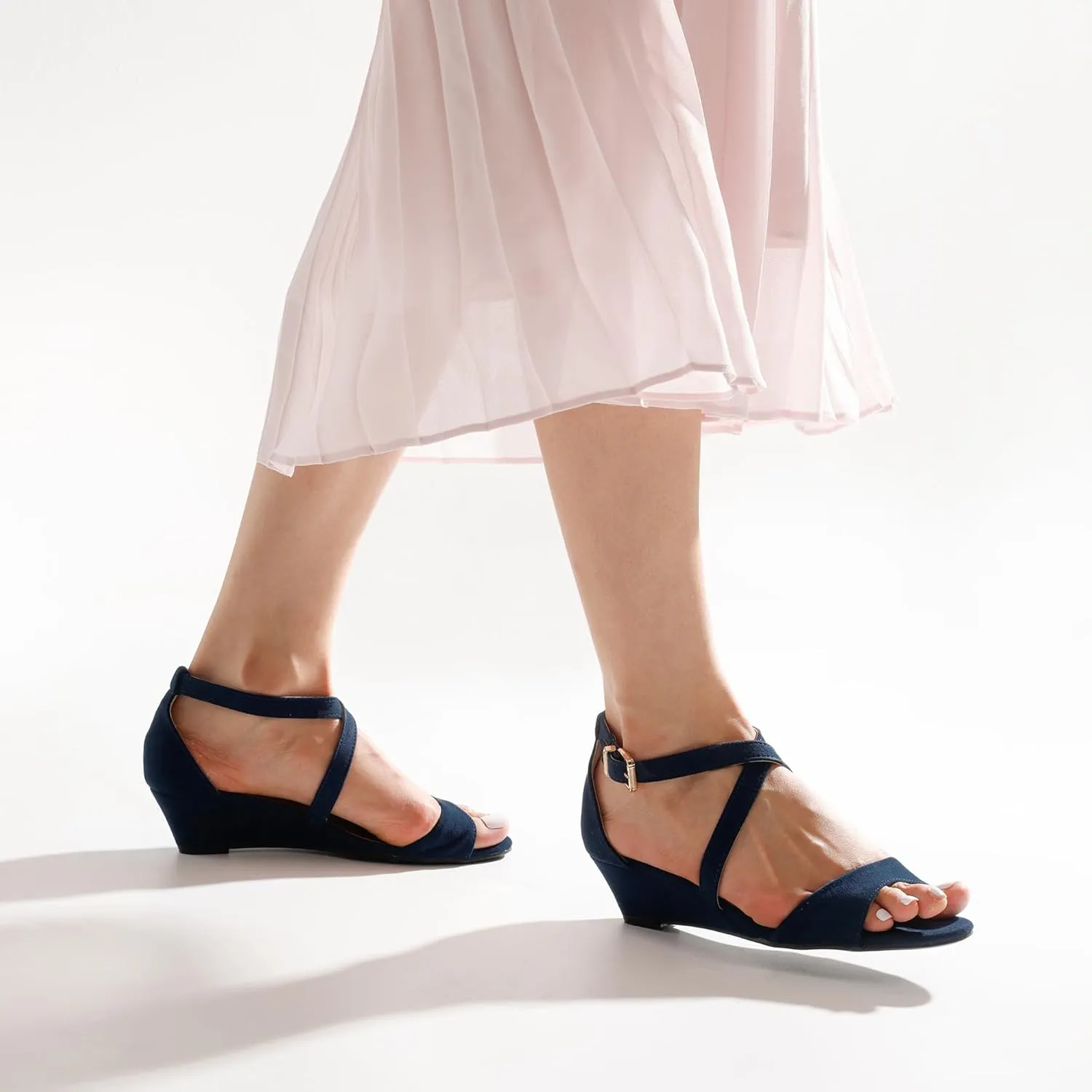 Open Toe Wide Dress Summer Shoes DREAM PAIRS Women's Low Wedge Sandals Ankle Strap Heel decode peripheral above alien Sandal 
