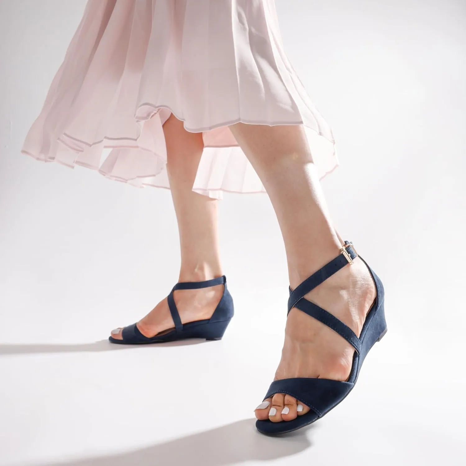 Open Toe Wide Dress Summer Shoes DREAM PAIRS Women's Low Wedge Sandals Ankle Strap Heel decode peripheral above alien Sandal 