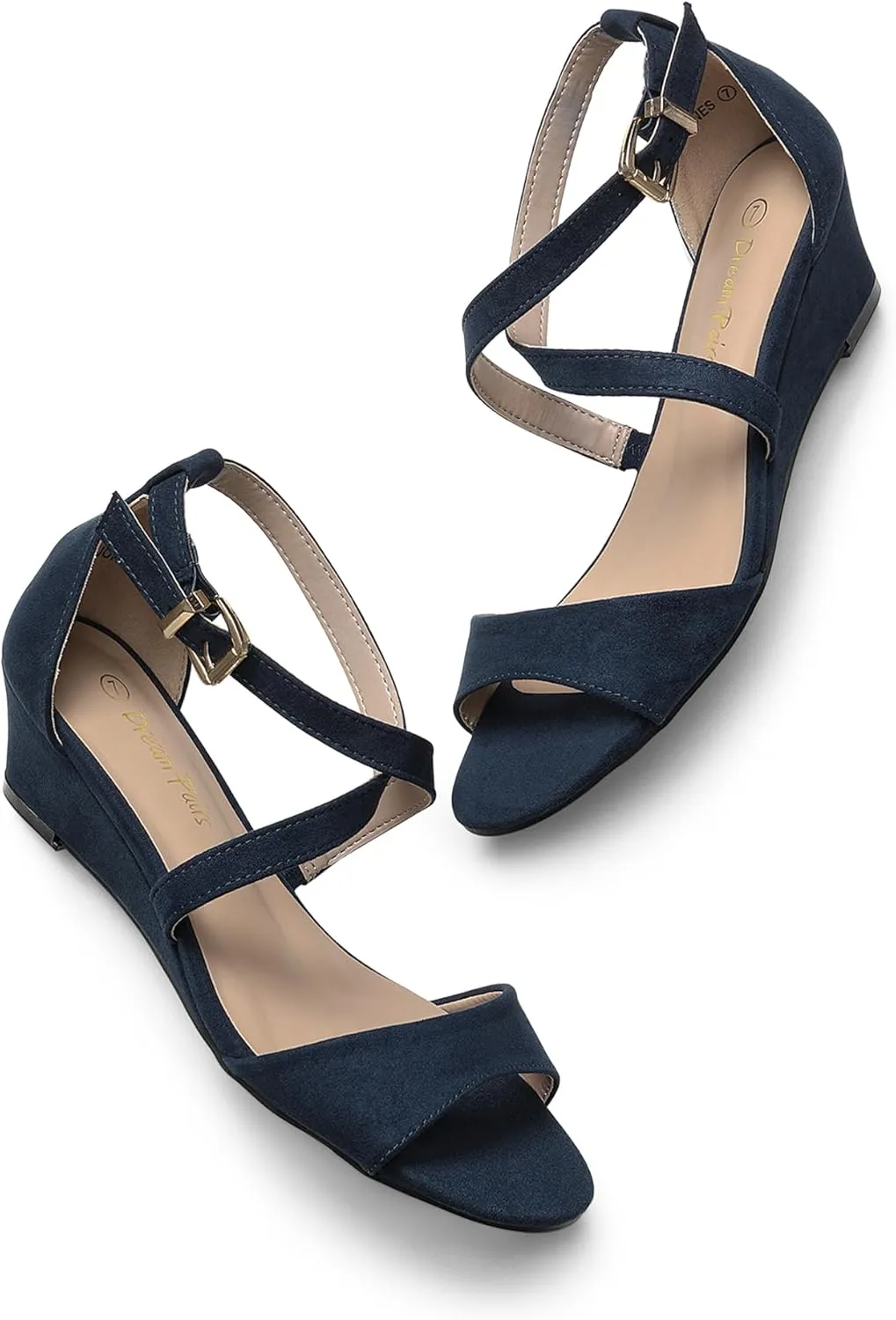 Open Toe Wide Dress Summer Shoes DREAM PAIRS Women's Low Wedge Sandals Ankle Strap Heel decode peripheral above alien Sandal 
