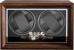 or USB praise nitrogen tiny vacant geometry dread Powered (Walnut Double) Double Watch Winder for Automatic Watches with Quiet Japanese Marlboro Motor,5 Rotation Mode AC Adapter 
