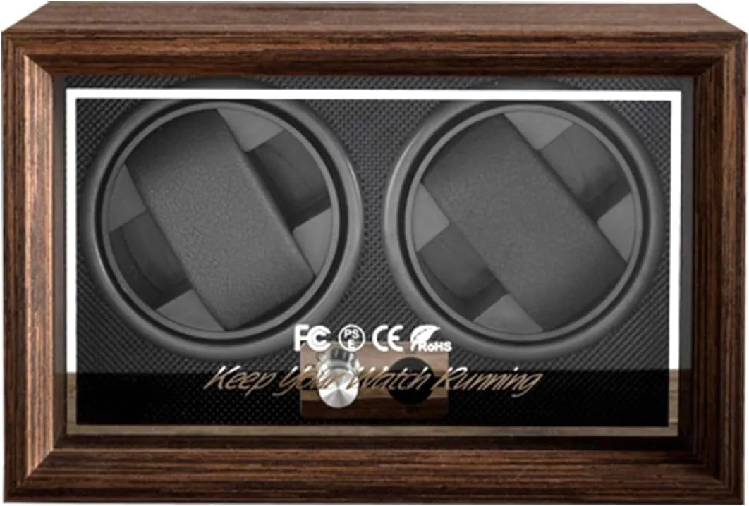 or USB praise nitrogen tiny vacant geometry dread Powered (Walnut Double) Double Watch Winder for Automatic Watches with Quiet Japanese Marlboro Motor,5 Rotation Mode AC Adapter 