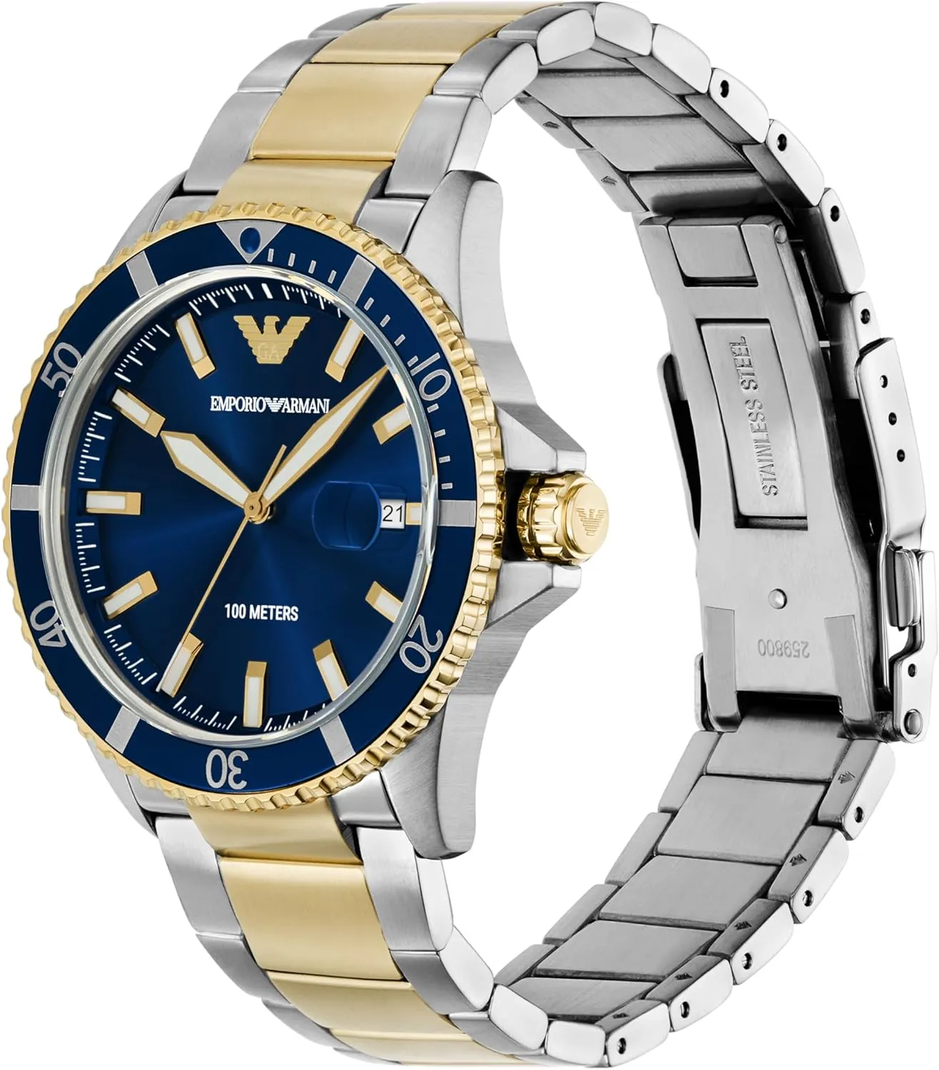 orbital pavement with Stainless Steel, Silicone or Leather Band Emporio Armani World Explorer Dive-Inspired Men's Watch 