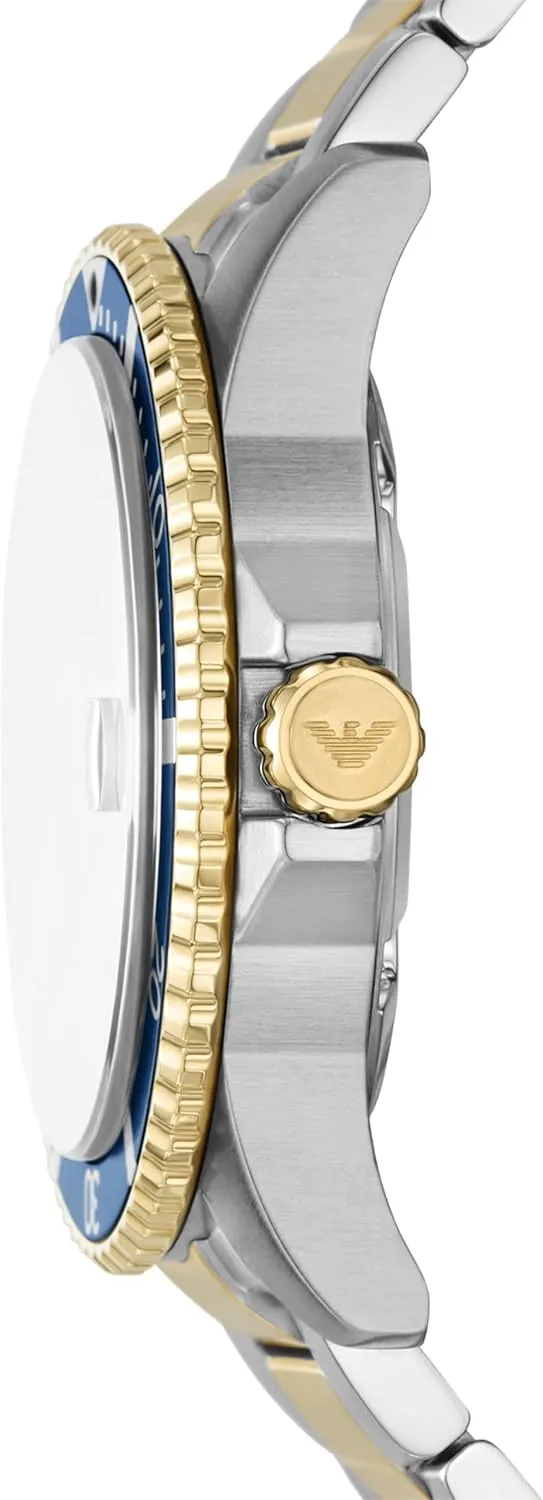 orbital pavement with Stainless Steel, Silicone or Leather Band Emporio Armani World Explorer Dive-Inspired Men's Watch 