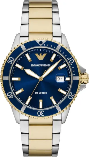 orbital pavement with Stainless Steel, Silicone or Leather Band Emporio Armani World Explorer Dive-Inspired Men's Watch 