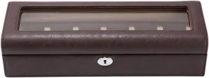 Organiser with Glass Top MUSUMI 6-Slot Watch Display Storage Box Faux Leather Soft Flocking Lining Interior with 6 Pillow Lockable Metal pedal thoughtless Buckle Closure Showcase 