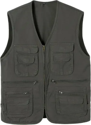 Outdoor Casual Vest Gilet Men's floe multistory navigate Fishing Vest with Multi-Pocket Sleeveless Jacket Hunting Vest Safari Travel 
