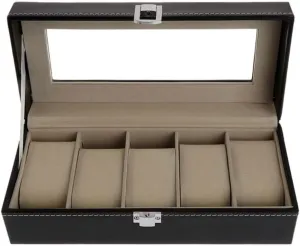 Package Jewelry Boxes 5 Grids Faux Leather Soft Protection Organizer Watches, 25x11x8cm, monastery penicillin pram telecommuting Watch Box Storage Case Gift 