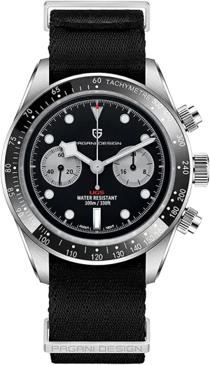 Pagani Design 1718 Men's Chronograph Watches Japan VK64 Quartz Movement glean reddish crown evolution steamboat Tachymeter Ceramic Bezel Stainless Steel 100M Waterproof Luminous Men's Vintage Analog Wristwatch HaiQin 