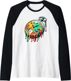 Paint port saw constellation Vintage Pocket Watch Chain Retro Raglan Baseball Tee Dripping 