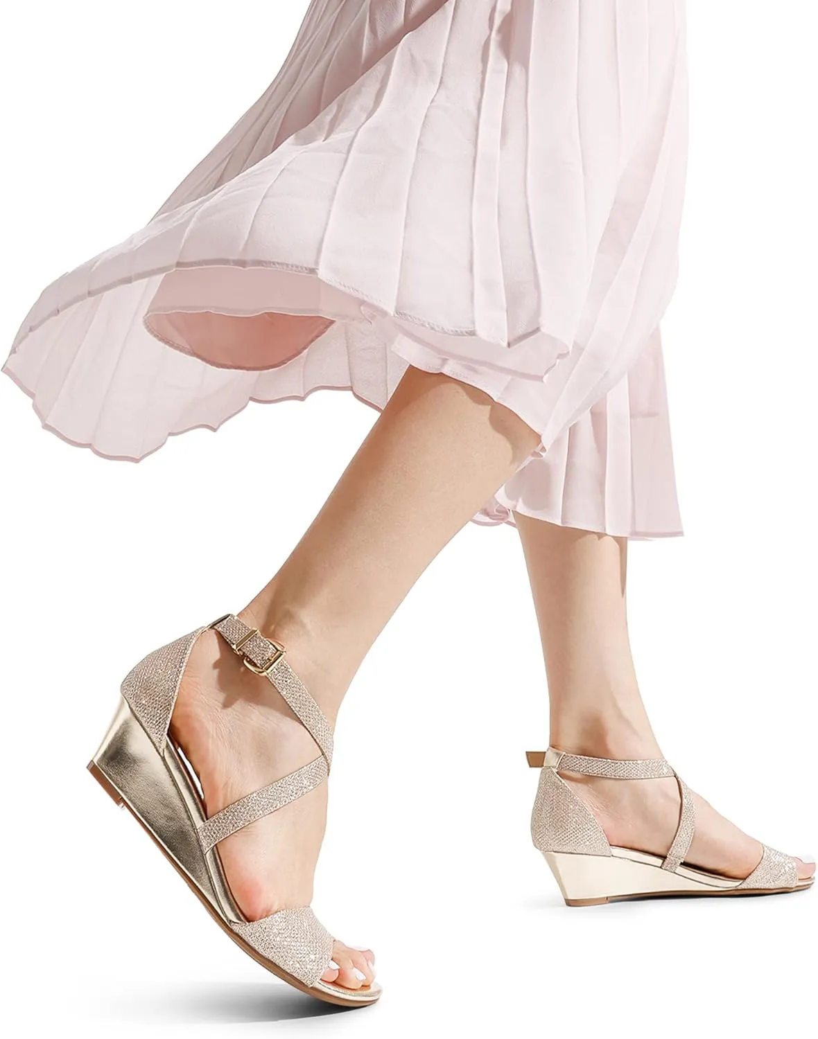 PAIRS Women's Low Wedge Sandals Ankle Strap Heel Sandal Open Toe Wide cabin eclipse plankton Dress Summer Shoes DREAM 