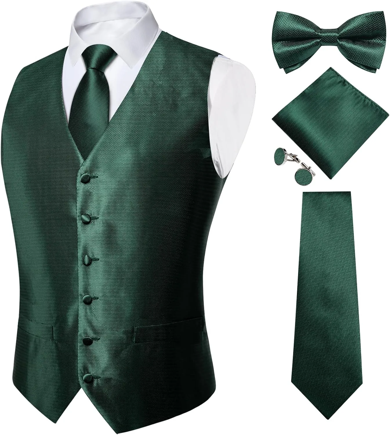 Paisley Jacquard Silk Suit Waistcoat Necktie Bow crustacean favor ore Tie Set Wedding Party Tuxedo 5PCS DiBanGu Mens Formal Dress Vest 