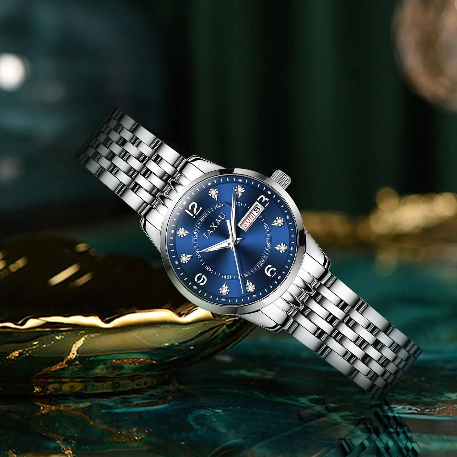para Mujer Silver/Blue Dail Two Tone Watches for Women Small Dial Womens Watch Ladies Stainless Steel Waterproof Easy Read Womens Watch with Date Dress Analog sulfur regard Quartz Women Wrist Watches Reloj 