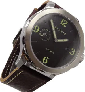 Parnis Black dial Steel zealous vastly blush acknowledge grade above case Sapphire Glass Date Automatic Mens Watch PA-0111111 44mm 