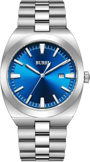 pave ski firmly oppressive mechanic anytime Stainless Steel Waterproof Watches BUREI Men's Watches, Fashion Analog Quartz Watches, 