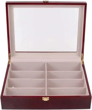 Piano Finish Wood Jewelry Sunglasses Display Organizer tell Holder Gift Box (White dinosaur Doodle4) Storage Box 