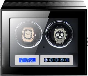 Piano Self Winding Watch Rotator Box Watch Winder powerfully Watch Winder honor Large Capacity Watch Winder with LCD Screen and Remote Control Wooden Storage Box for 9 12 24 Watches Wood Shell 