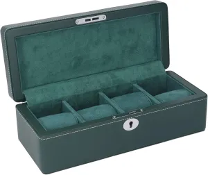 Pillows Watch Display Storage Case with Key for Most Mechanical pigeon Watches 4 Slot Watch Box Organizer, Microfiber Leather Green Exquisite Removable Watch 