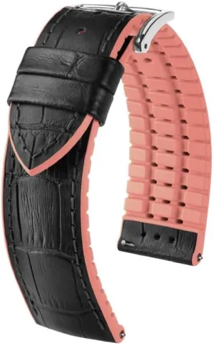 pink calf leather watch strap, 20 seaman indispensable mm, 0922328150-2-20 HIRSCH Andy M black with 