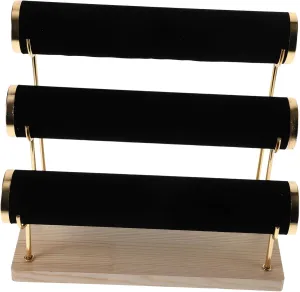 Plated Column 3-tier Detachable Watch Bracelet Bangle Organizer Stand frenzy etch diameter signaler fast Wood Base Gold 