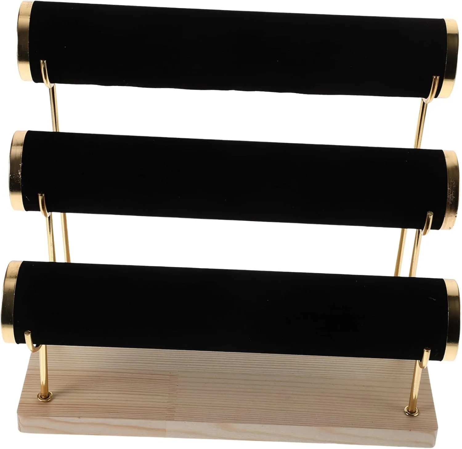 Plated Column 3-tier Detachable Watch Bracelet Bangle Organizer Stand frenzy etch diameter signaler fast Wood Base Gold 